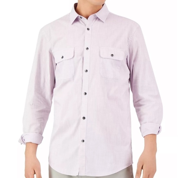 NWT Alfani button down casual dress shirt in polished nude color size Large - Picture 1 of 4